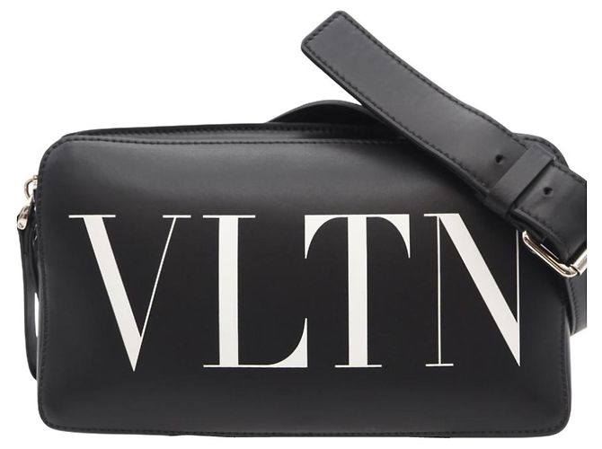 Bolsa de couro com logo VLTN da Valentino Preto