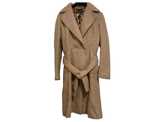 Casaco com cinto de mohair e alpaca marrom Dolce & Gabbana