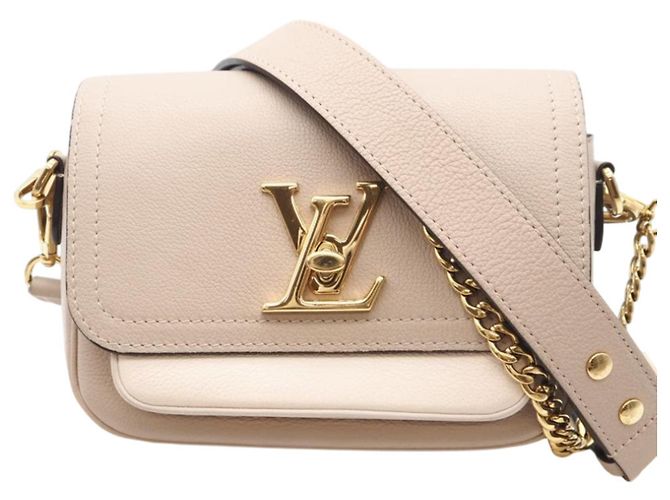 Borsa a Spalla Lockme Tender di Louis Vuitton Blu Beige Grigio Crudo