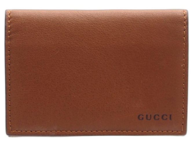 Gucci GG Emblem Fabric Card Case Brown