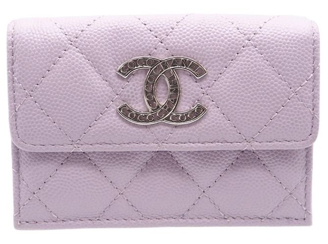 Portafoglio pieghevole in pelle viola e bianca Christian Dior Bianco Porpora