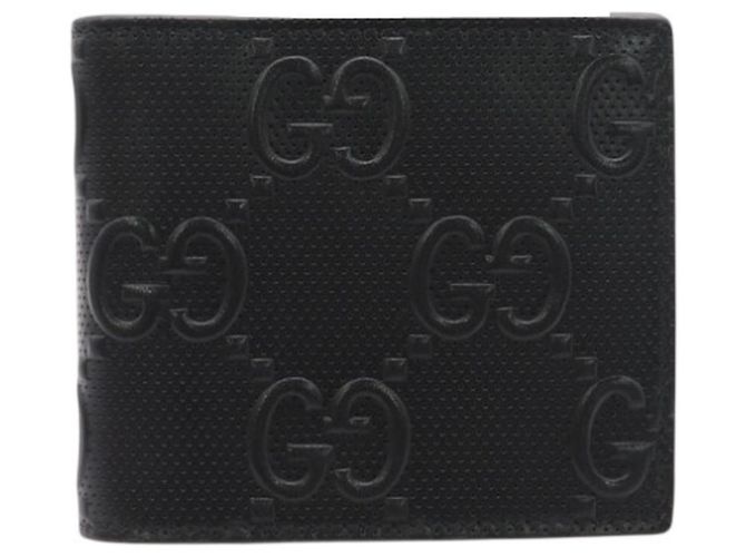 Gucci GG Embossed Leather Compact Wallet Black