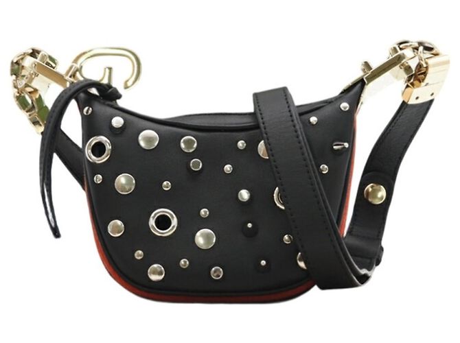 Bolsa de ombro mini 2 em 1 de couro com studs Gucci Preto