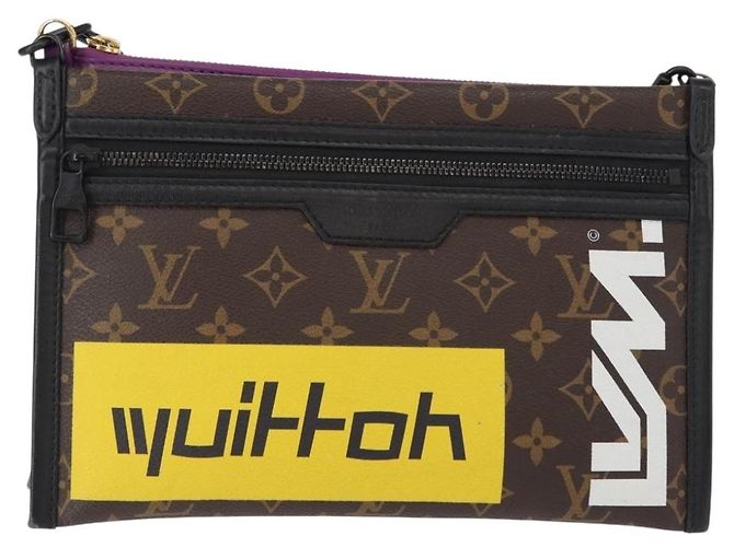 Louis Vuitton Double Flat Messenger Limited Edition Logo Story Monogram Canvas and Denim Multicolore