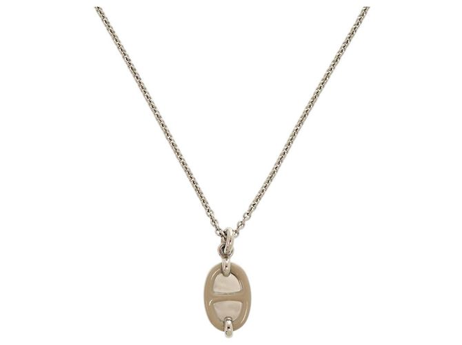 Hermès Mini Maillon PM Anhänger Halskette Silber 