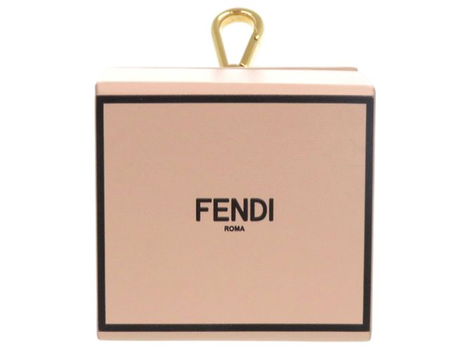 Chaveiro de couro Mini Box Fendi Rosa Dourado