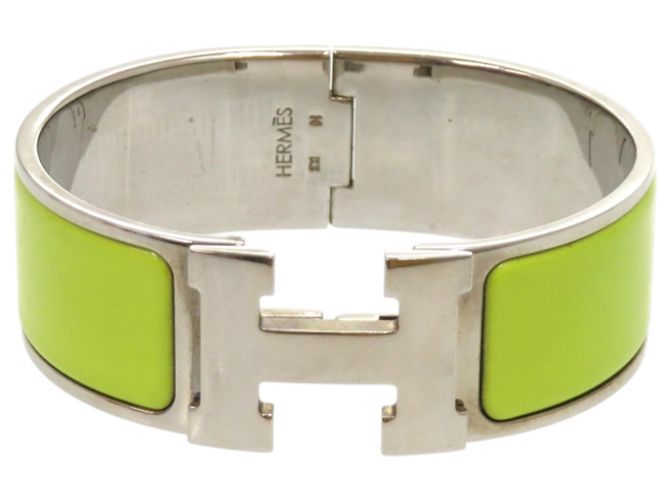 Pulsera de metal verde Click-Clack de Hermès Plata