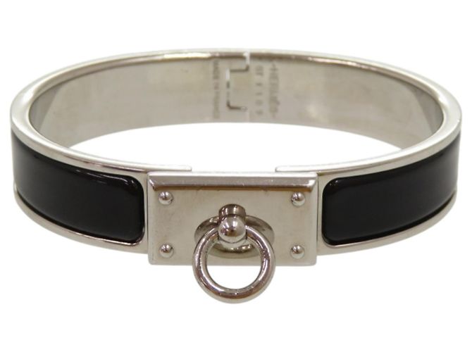 Pulsera de metal esmaltado Click Aneau de Hermès Negro Plata