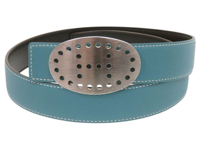 Hermès Evelyne Gürtel Jeansblau Silber