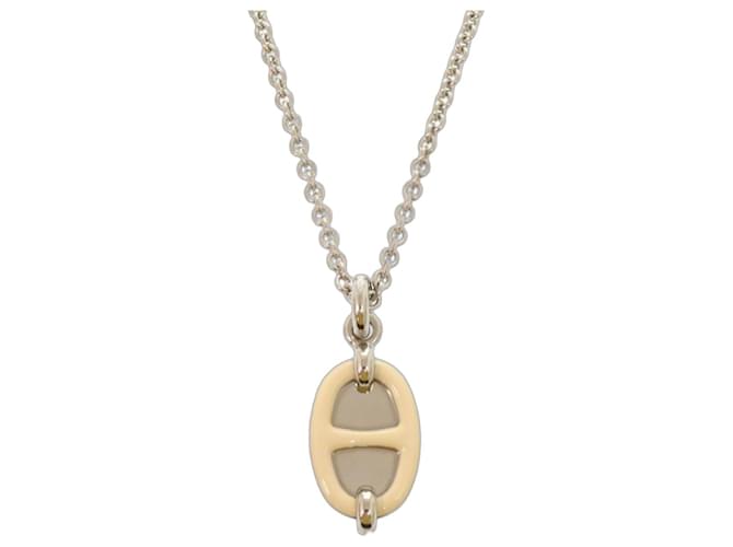 Hermès Mini Maillon PM Necklace Silvery Cream 