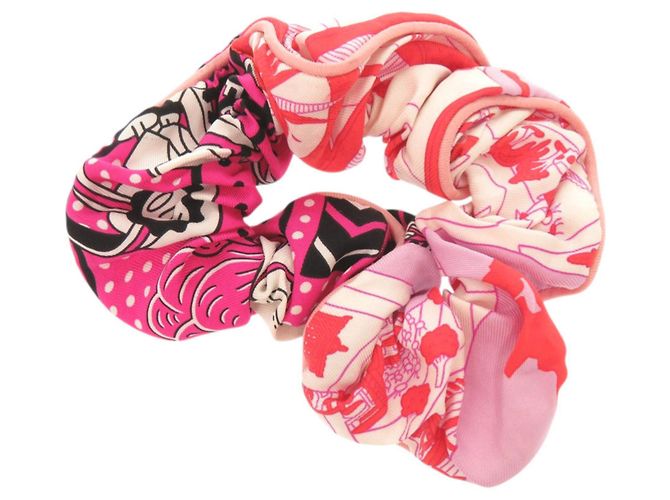 Scrunchie in seta multicolore Claudia di Hermès Rosa 