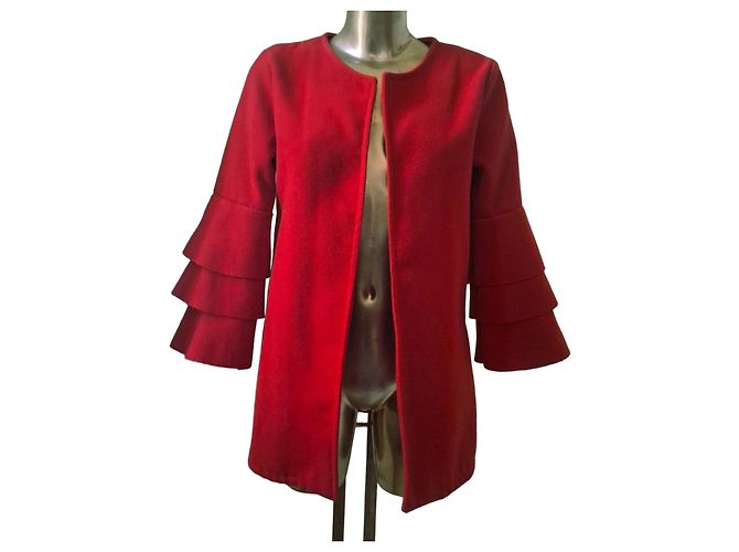 Autre Marque Giacca rossa con maniche a balze Rosso
