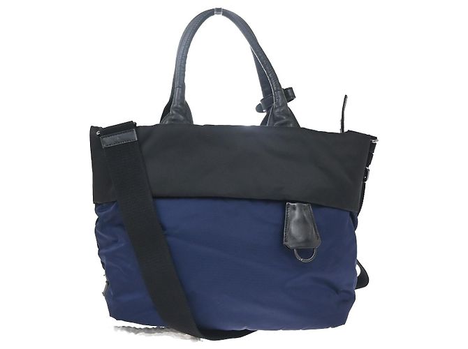 Prada Tote Doppio Convertibile Tessuto Piccolo Negro