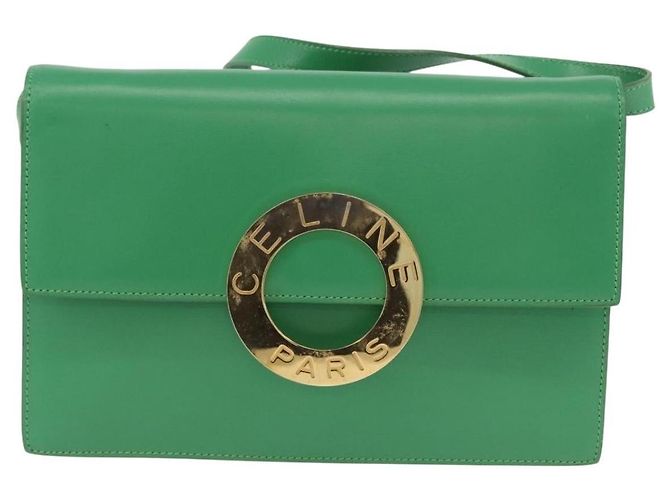 Céline Celine Circle Logo Leather Verde