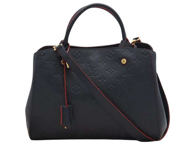 Sac à main Montaigne MM Empreinte Louis Vuitton Rouge Bleu Marine