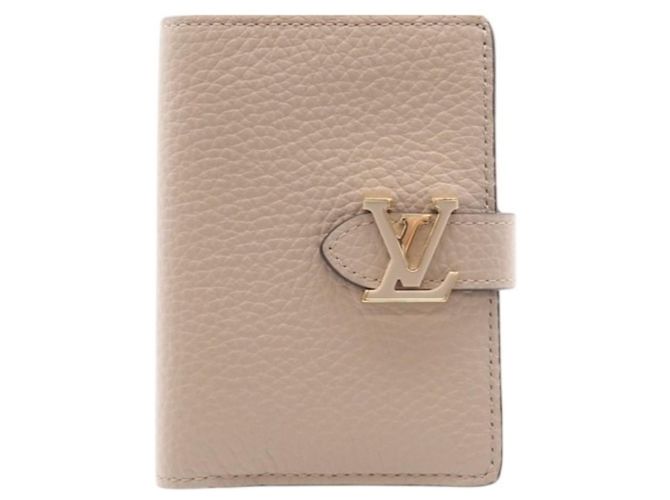 Portefeuille Compact Vertical Taurillon Louis Vuitton Bleu Beige