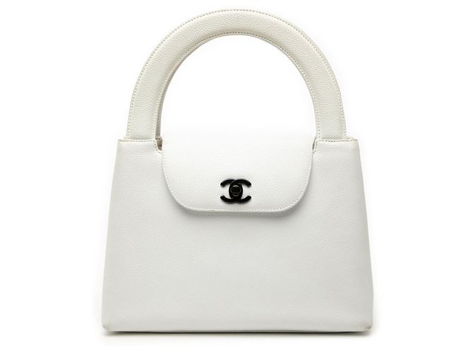 Weißer Lederhandtasche Chanel Coco Mark