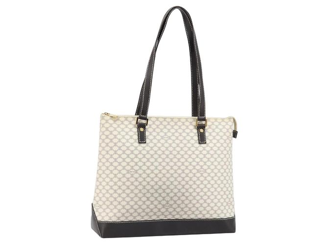 Céline Bolsa tote em lona Macadam CELINE em couro PVC branco e dourado Auth am10839