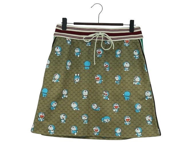 Gucci SAIA DORAEMON MICRO GG DORAEMON EM ALGODÃO MARROM AUTÊNTICA 166962SM