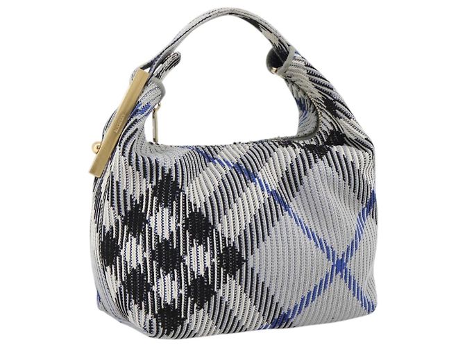 Burberry Nova Check Handtasche aus Canvas hellblau gold Auth LNZ422SAM Golden