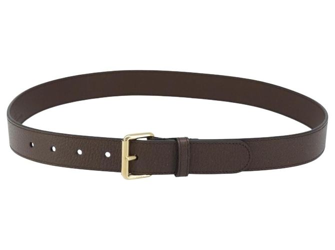 Cinto GUCCI de couro 98 cm Marrom Dourado Auth BA11143
