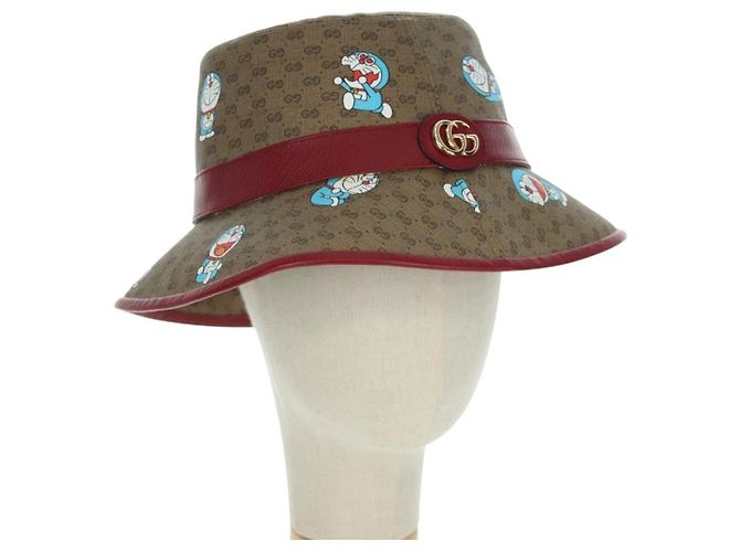 GUCCI x Doraemon Micro GG Supreme Doraemon Bucket Hat Braun Auth 166970SM