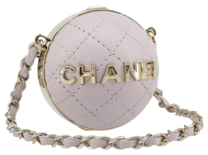 CHANEL Charm per Borsa Matelassé Pelle di Pecora Rosa Oro CC Auth 166255SM D'oro