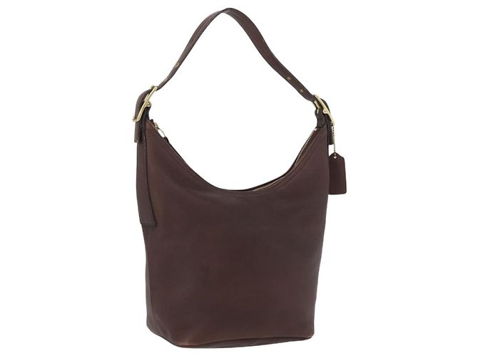 Coach Borsa a Spalla in Pelle Marrone Oro Auth 172666 D'oro