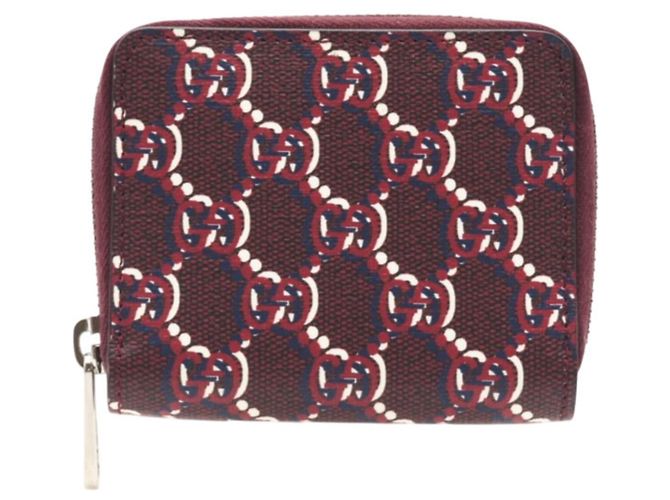 Gucci GG Shadow Rosso Ancora Zip-Around Wallet White Dark red Navy blue