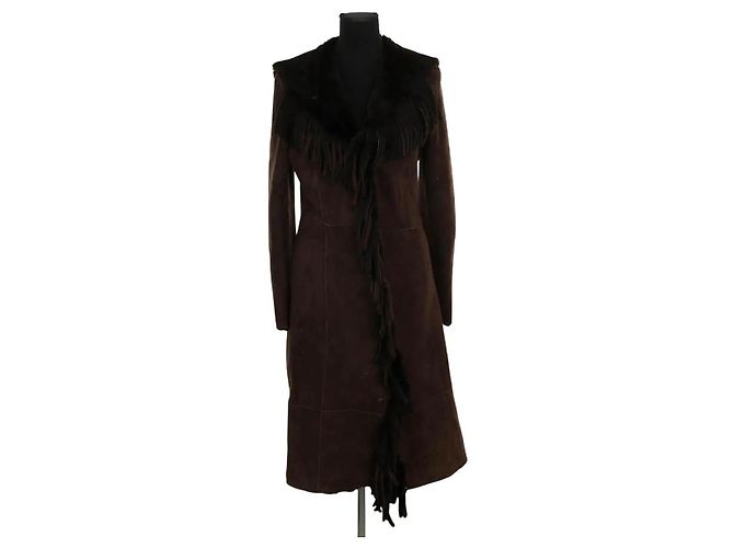 Autre Marque Brauner Wildledermantel