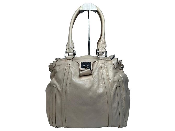 Céline Vintage Celine Paris Lederhandtasche grau Beige