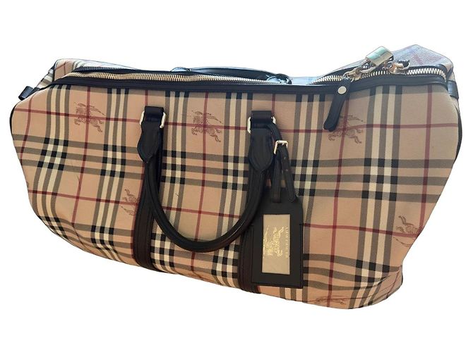Borsa da Viaggio Burberry Check Marrone Rosso Beige