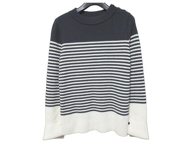 Autre Marque WRAPINKNOT Wollstrickpullover Braun Weiß Aus weiß
