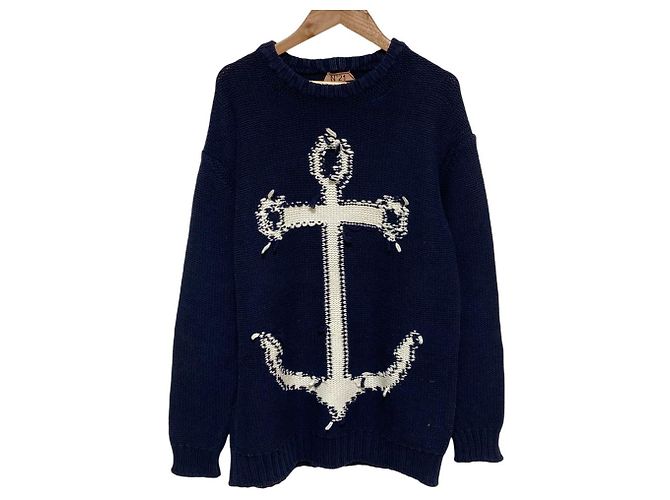 Autre Marque N°21 Anchor Motif Knit Pullover Blue Navy blue