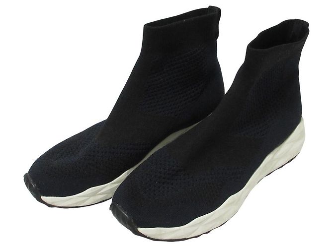 ASH Sock Sneaker Short Boots Black Blue