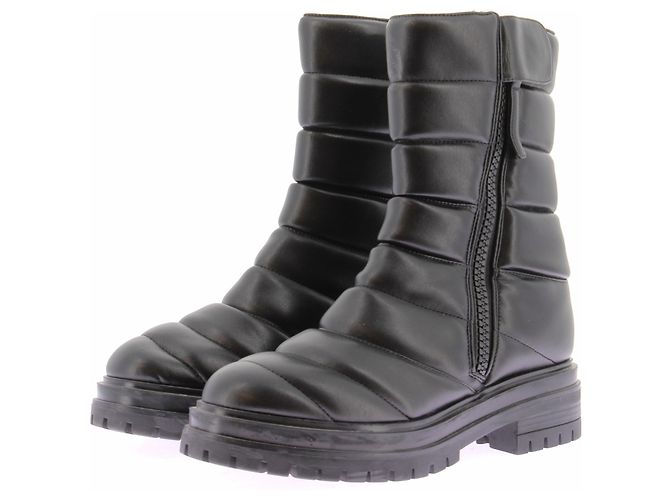 Gianvito Rossi Botas pretas de couro acolchoadas Preto