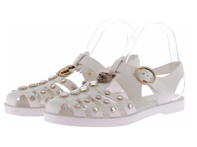 Gucci Sandali bianchi con doppio g Bianco