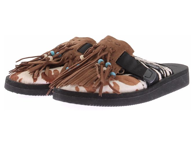 Autre Marque Mules marron à franges Brown