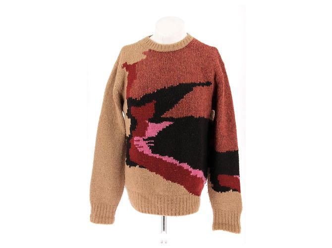 Dries Van Noten Multicolored Patterned Wool Sweater Beige