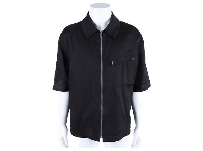 Camicia a Maniche Corte con Zip Hermès Nero