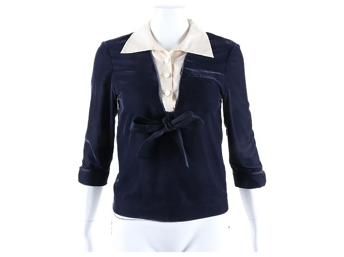 Louis Vuitton Langarmige Samtbluse Schwarz 