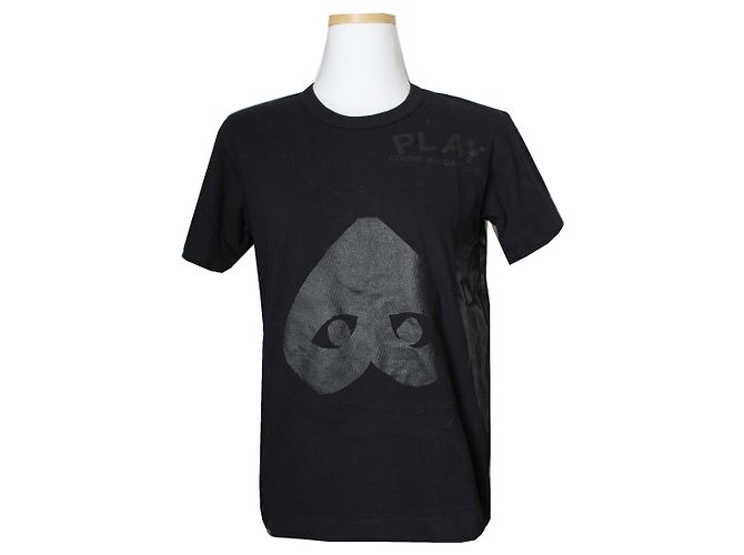 Comme Des Garcons Schwarzes Baumwoll-T-Shirt Play