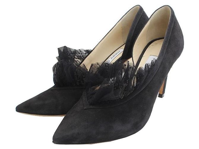 Jimmy Choo Schwarze Wildleder Schnürpumps