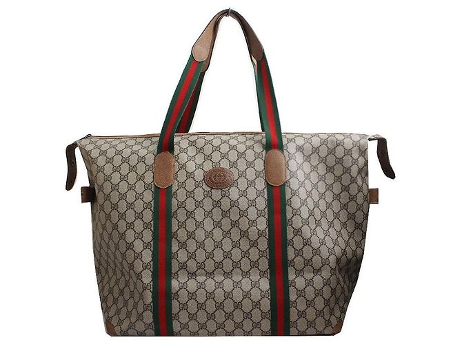 Gucci Bolsa de viagem em PVC com três listras