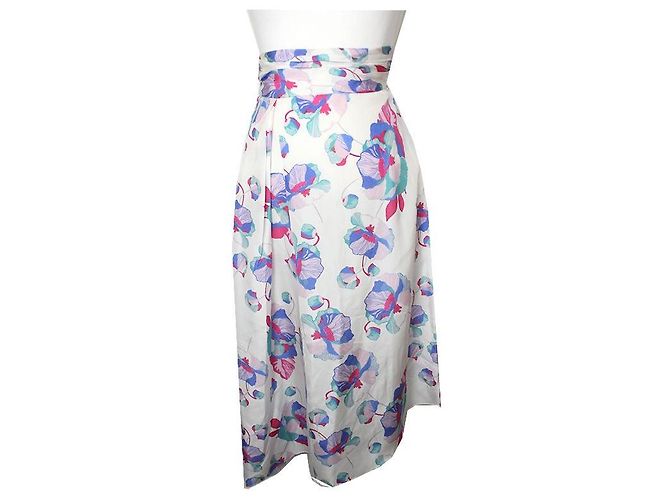 Saia de seda branca com flores Isabel Marant Branco