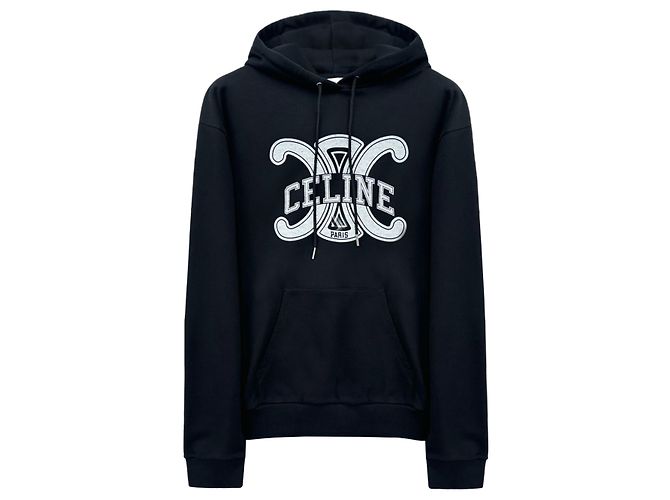 Céline Hoodie T-Shirt mit Triope-Logo Schwarz