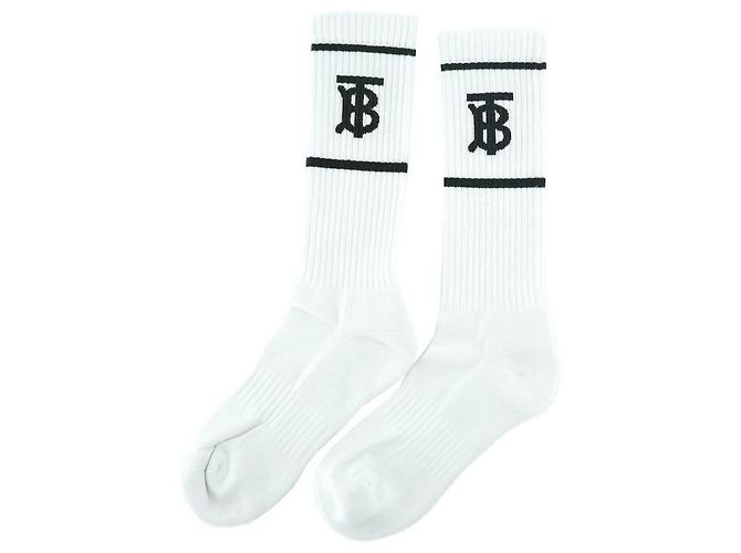 Burberry Calcetines Blancos de Algodón Unisex Deportivos de Lujo