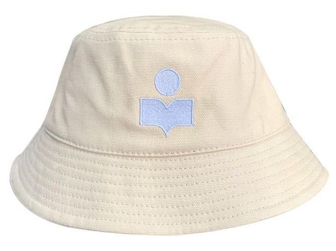 Isabel Marant HALEY Logo Bucket Hat Ecru Light Blue stamp: ECLU
