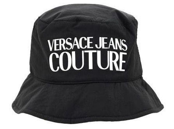Versace Bucket Hat mit gesticktem Logo Schwarz