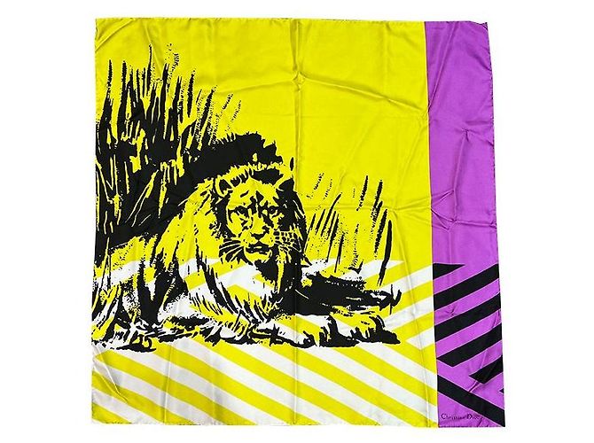Dior Bufanda cuadrada de seda D-Jungle Pop Amarillo
